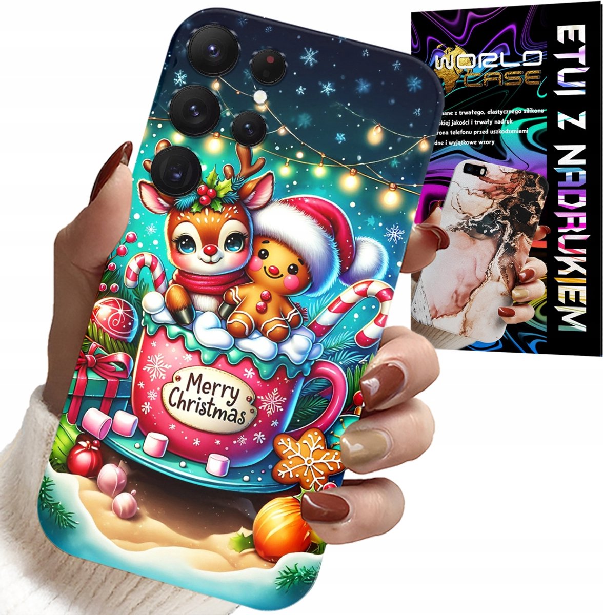 HOESJE VOOR SAMSUNG GALAXY S24 ULTRA - RENDIER MET PEPERKOEK VROLIJK KERSTFEEST