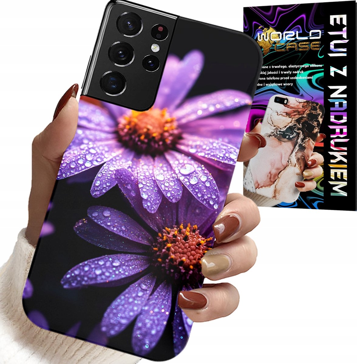 HOESJE VOOR SAMSUNG GALAXY S21 Ultra - ROZE MARGRIETJES