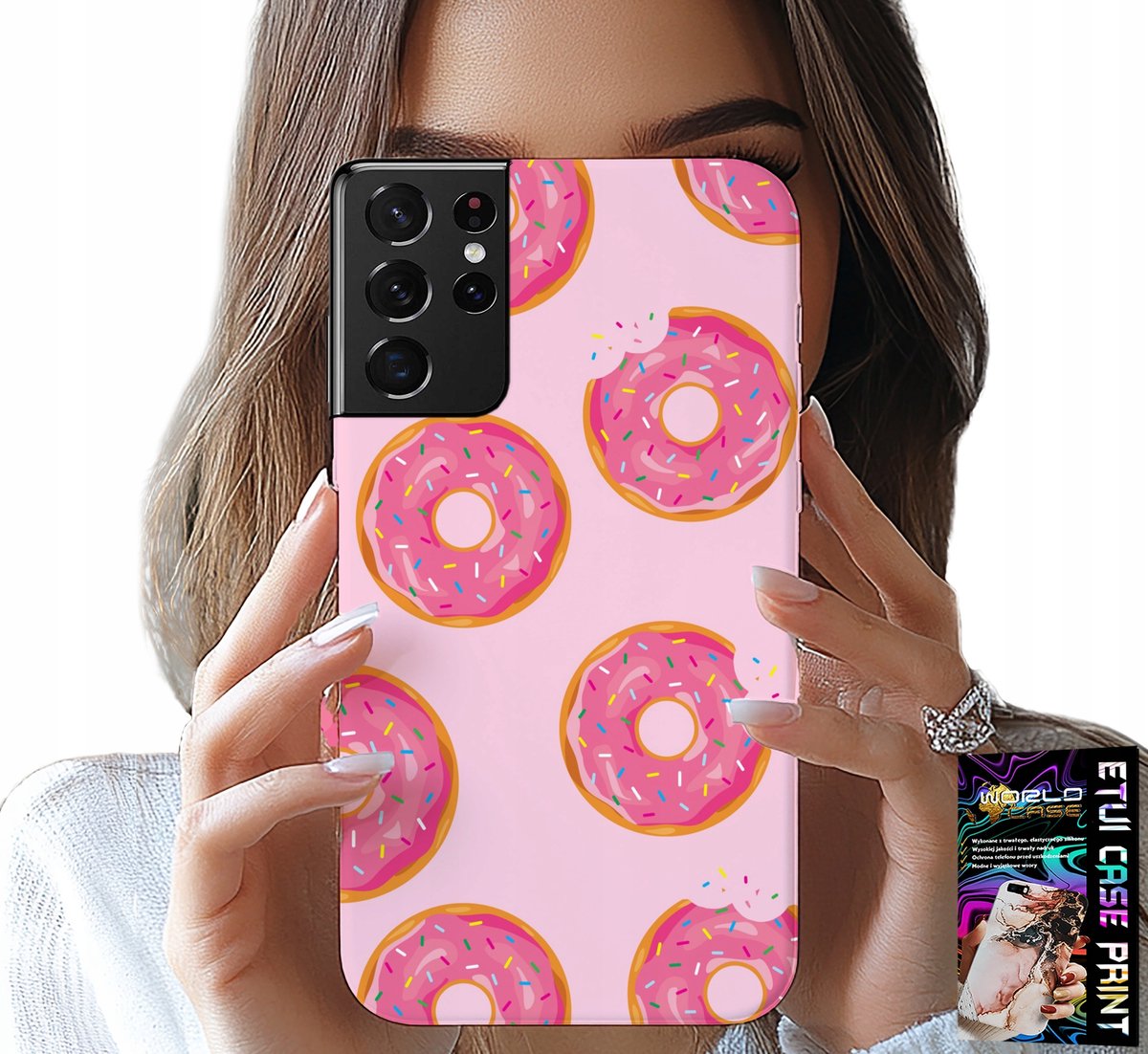 HOESJE VOOR SAMSUNG GALAXY S21 Ultra - PATROON MET DONUTS EN SUIKERCOATING