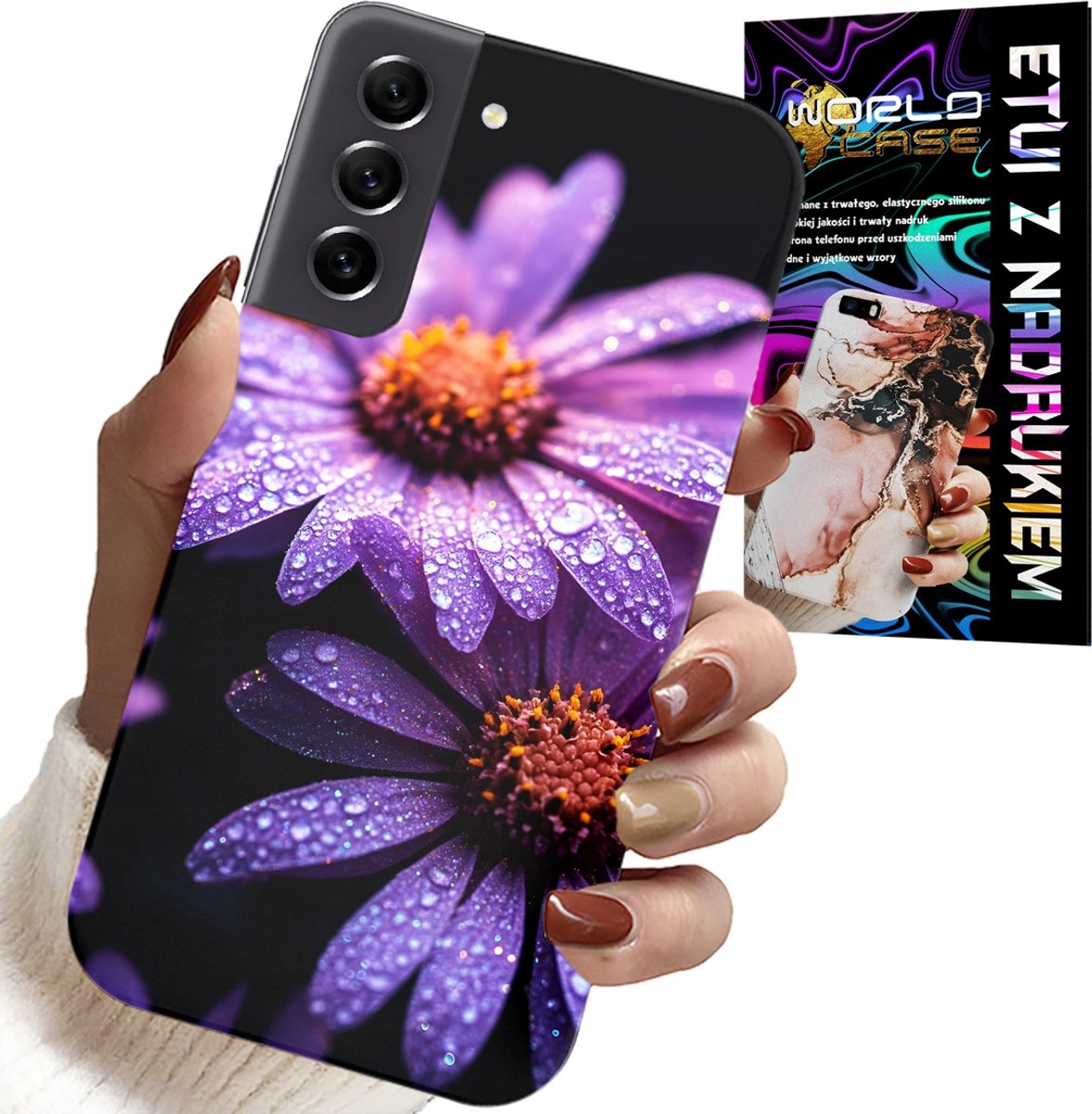 HOESJE VOOR SAMSUNG GALAXY S22 PLUS - ROZE COVER MET MADELIEFJES