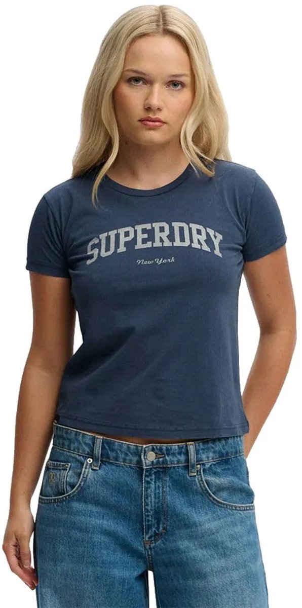 Superdry Athletic Essentials T-shirt met slanke pasvorm Dames T-shirts Marineblauw