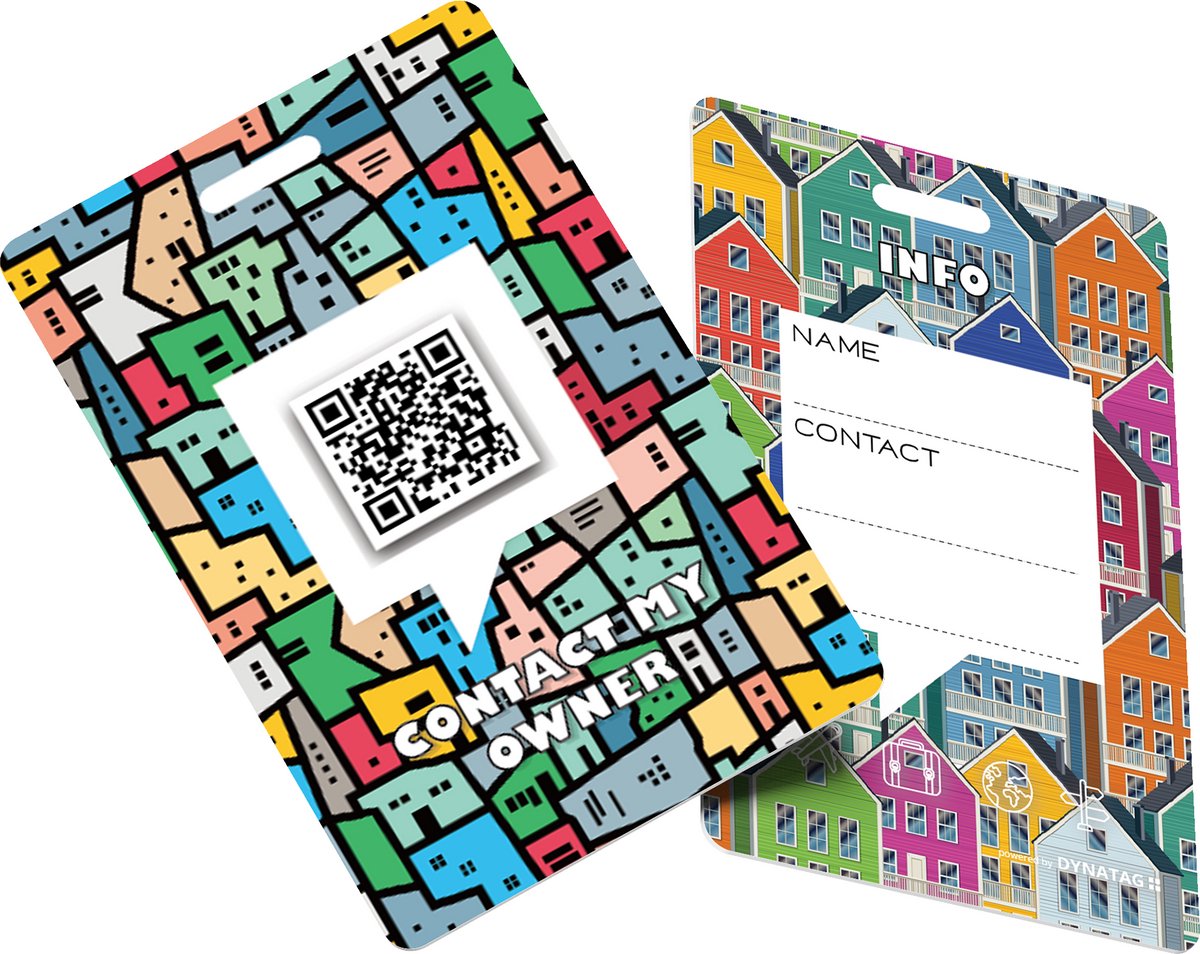 DynaTag Bagagelabel Kofferlabel met QR-code - Gekleurde Favela