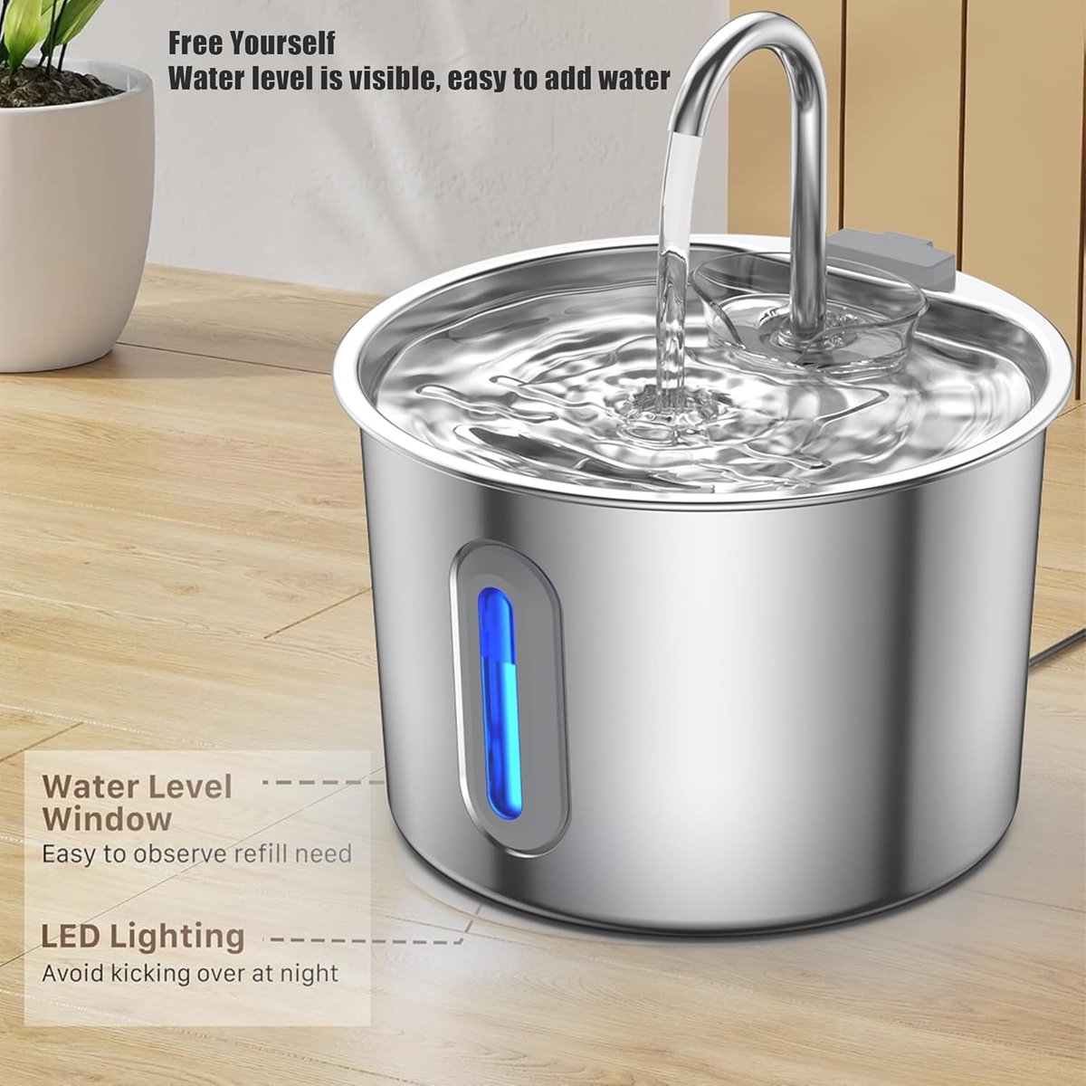 Katten RVS Drinkfontein 2.2L LED thumbnail 2