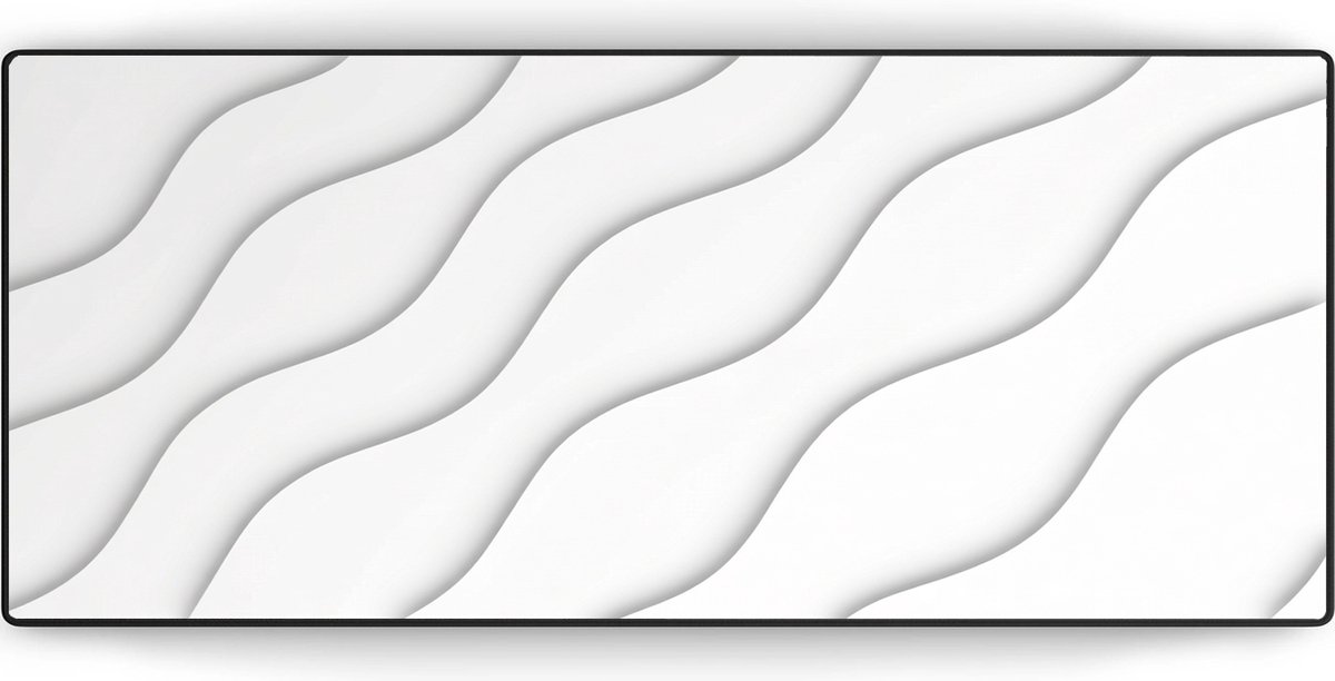 Muismat xxl - Abstract Wave White - Gaming - 900 x 400 x 3 mm - Antislip