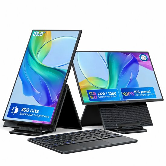 Blackview Table 10 Portable Monitor + Toetsenbord - 23,8 Inch Full HD Draagbare Monitor - Draagbaar Scherm met USB-C & HDMI - Plug & Play