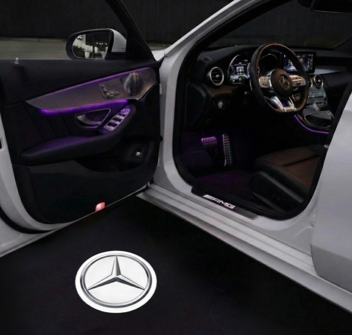 RD Customz® LED Deurverlichting - Geschikt voor Mercedes-Benz - Instapverlichting - Classic White Star Logo - Plug & Play - Set van 2
