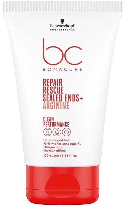 Schwarzkopf Bonacure Repair Rescue Sealed Ends+ Arginine tube met rode dop, 100 ml net | 3.38 fl. oz.