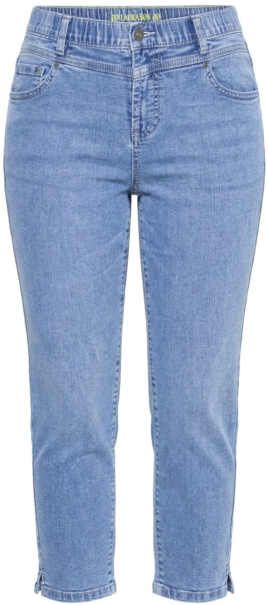 Laurasøn - Dames - Jeans met hoge taille Slim 3/4-lengte - Blauw denim - Maat 52