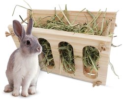Houten Hooi Feeder voor Kleine Huisdieren - Opvouwbaar Design - Cavia Konijnen Hamster - Hooi Dispenser met Lade - Grasstandaard - Chinchilla Kooi Accessoires