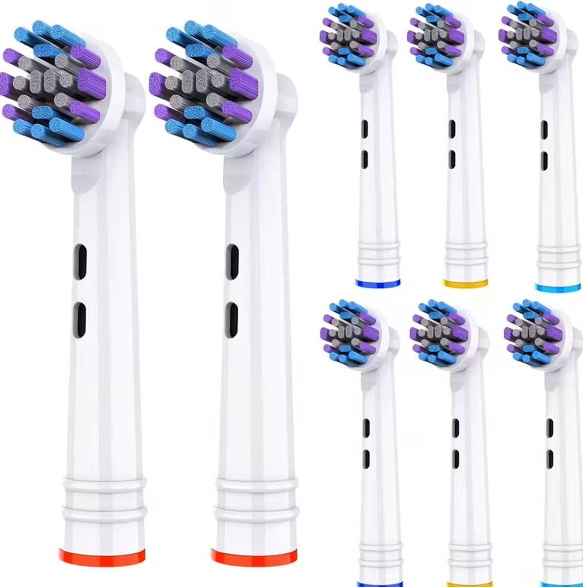8 opzetstuk - Passend voor Oral-B Pro 500/1000/1500/3000/3757/5000/7000/7500/8000 Tandenborstel Vervangende Opzetborstels - Zacht, Duurzaam, Multi-Color Opties (Paars, Groen, Rood, Geel) - Compatibel met Oral-B Elektrische Tandenborstels