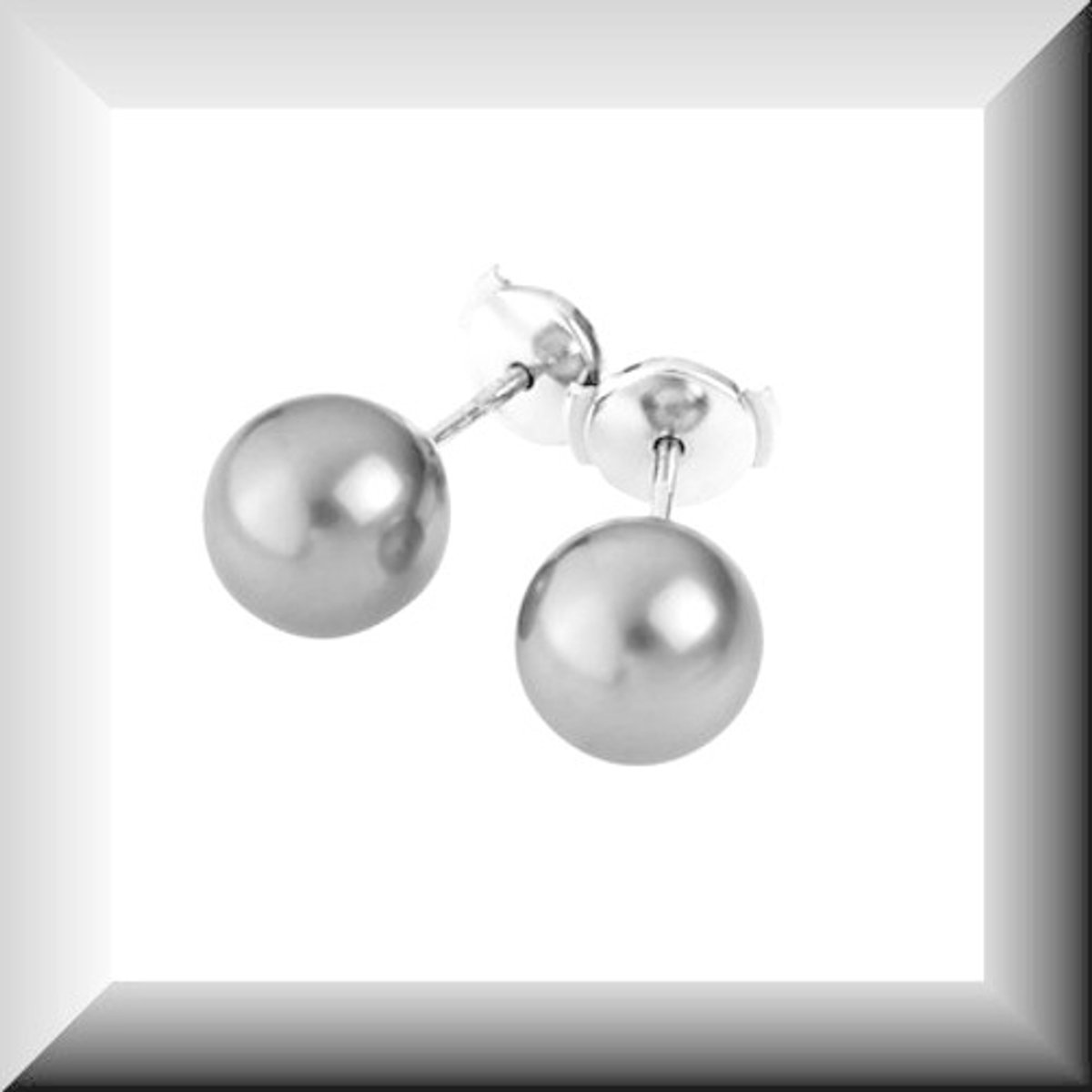 Hetty'S - Grijze zoetwater parel - Oorstekers - 925 zilver - Maat 8 mm