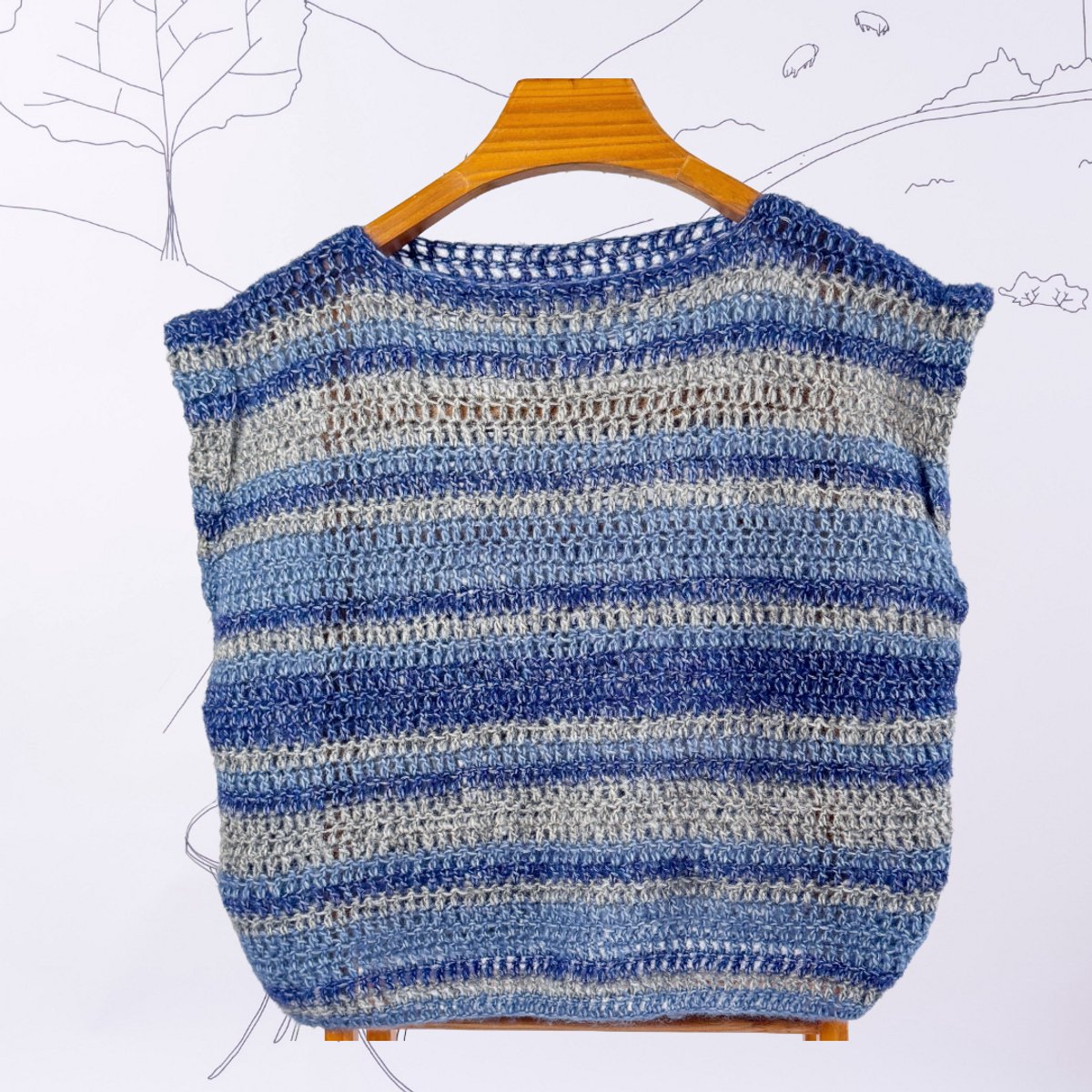 Haakpakket-Fuzzy Tee-Easy crochet top-Denim- haakpakket voor beginners