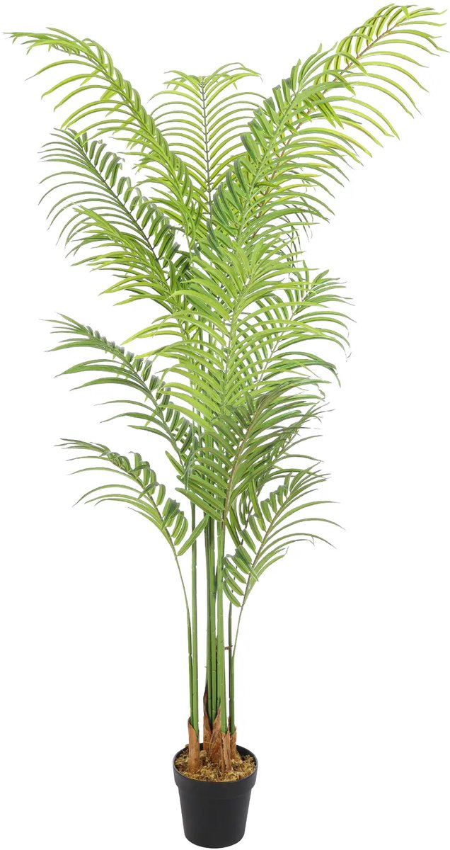 Kunstpalm Kunst Arecapalm 170 cm – Extra Volle Tropische Palm – In Pot – Groene Binnenplant Lichtgroen