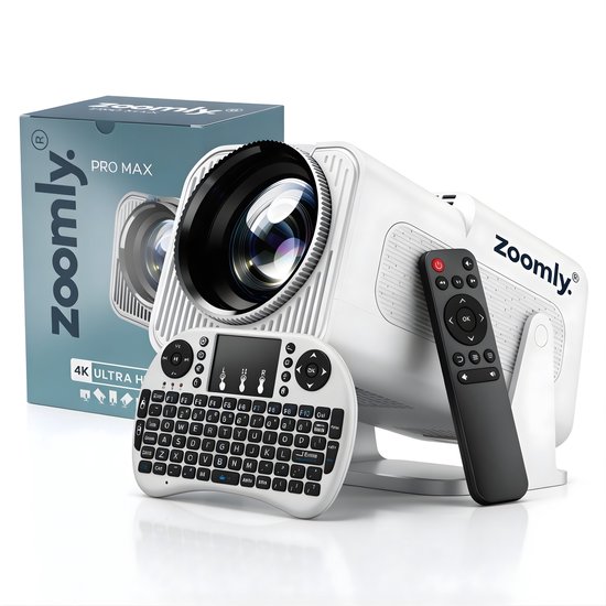Zoomly Pro MAX Full HD 1080p Beamer 10.000 Lumen Smart Projector Android 13 4K Support WiFi HDMI