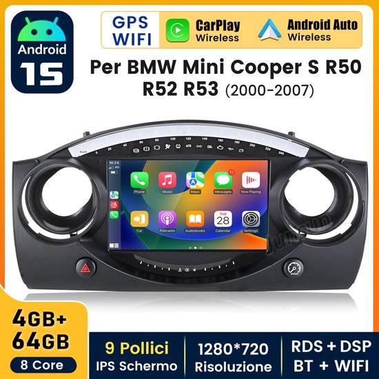 Hexinex Octa-Core autoradio Geschikt voor BMW MINI Cooper S R50 R52 R53 ...