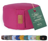 #DoYourYoga - Yoga kussen - »Vishnu« - rond meditatiekussen met bio-organische boekweit schalen vulling - H:15cm, diam.30cm - roze