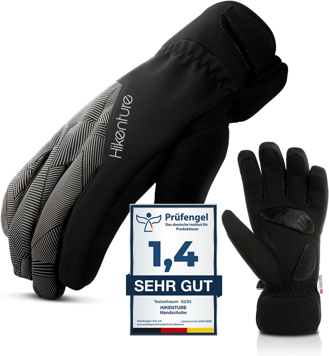 winterhandschoenen waterdichte winterfietshandschoenen voor dames en heren Zwart