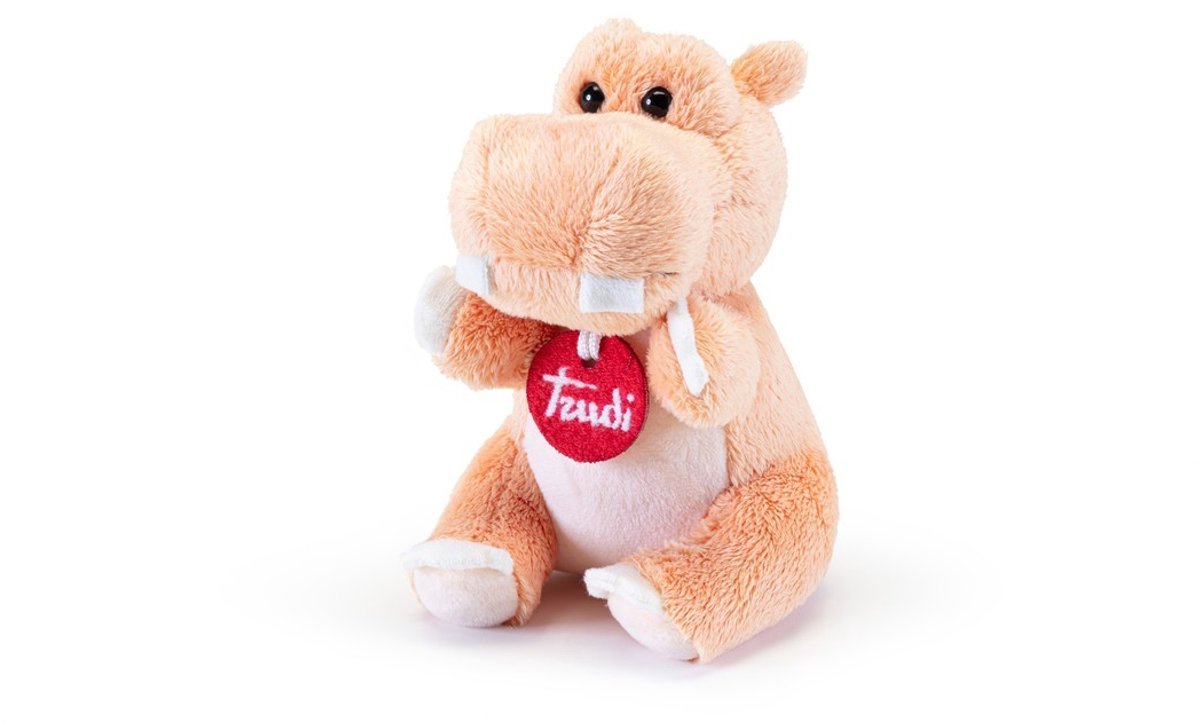 Trudi - Trudino Knuffel Nijlpaard 14 cm - Handgemaakt in Italie - Zacht pluche - Knuffeldier voor jongens en meisjes - Meerkleurig - 9x14x10 cm maat XS