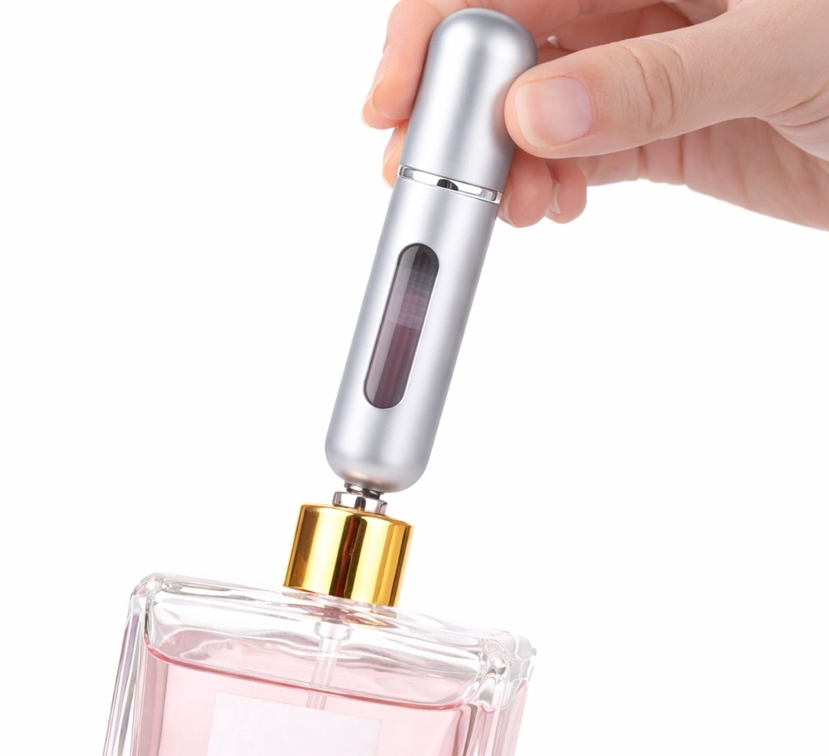 Luxe Mini Parfumverstuiver I Parfum Flesje I Mini Parfum Flesje I Reisflesje Parfum I Reisflesje I Hervulbaar I 5 ML I Zilver
