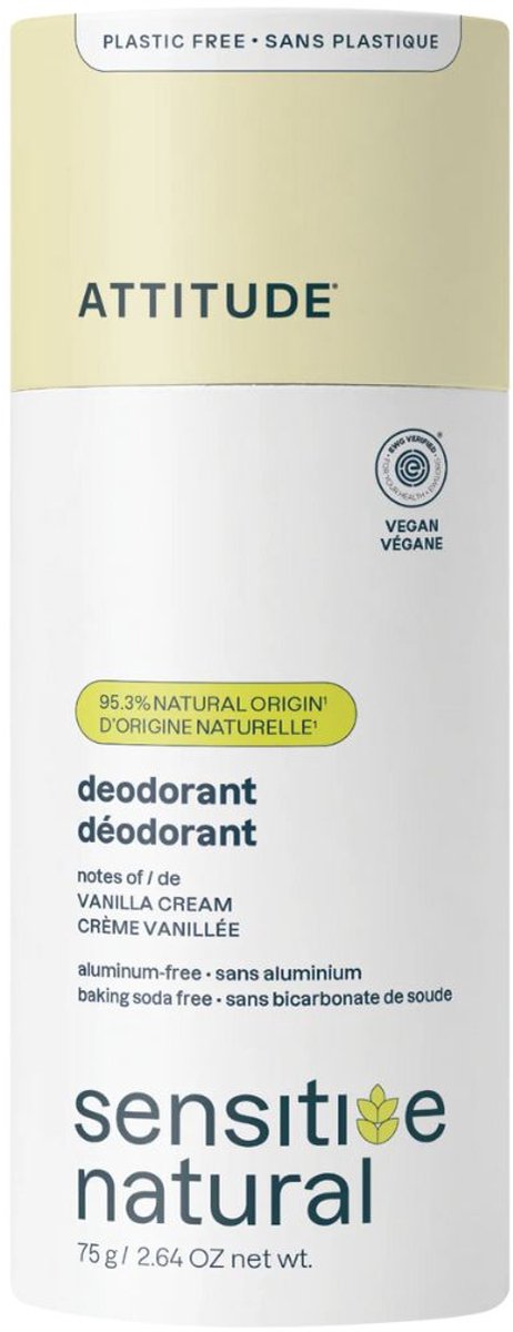 Attitude - Vanilla Cream Baking Soda Free Deodorant - Plastic vrij - 75gr