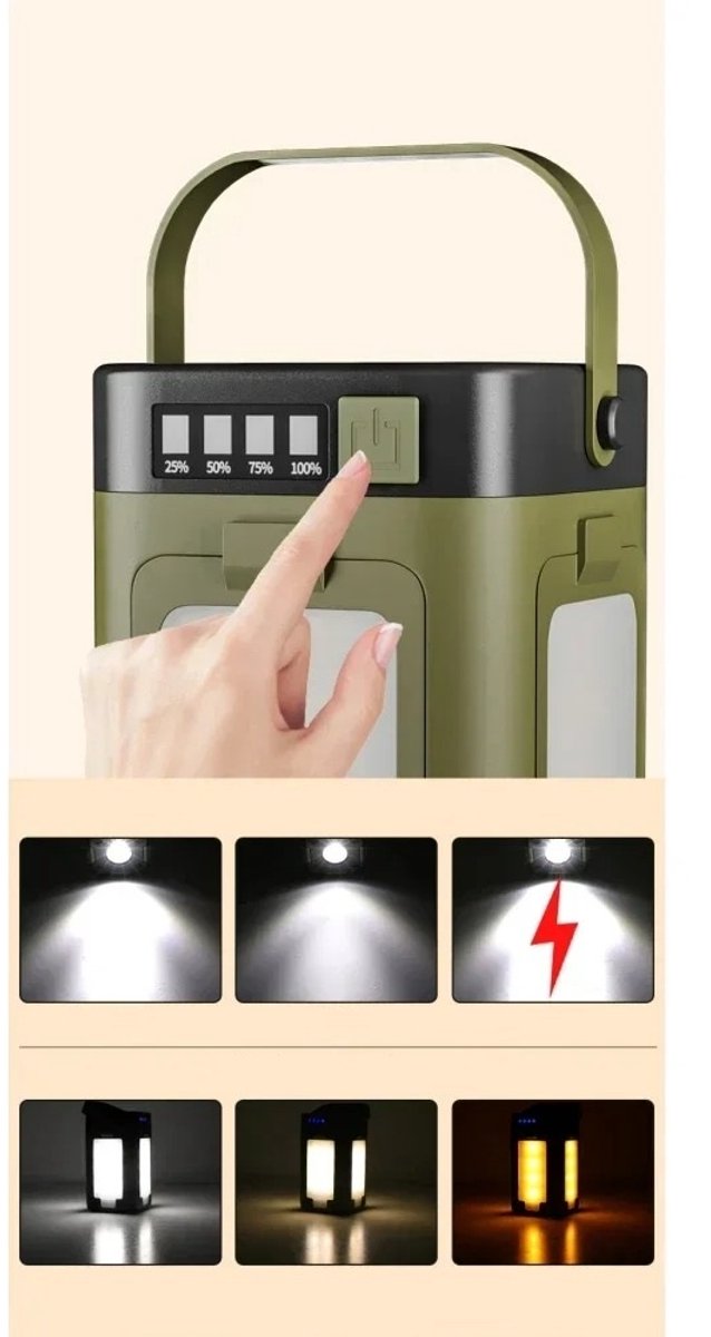 WiseGoods Premium Solar Camping Lamp Met Powerbank 2000mAh - Opvouwbaar IPX4 Noodlamp - Kamperen - Wonen Stroomuitval - Survival — afbeelding 2