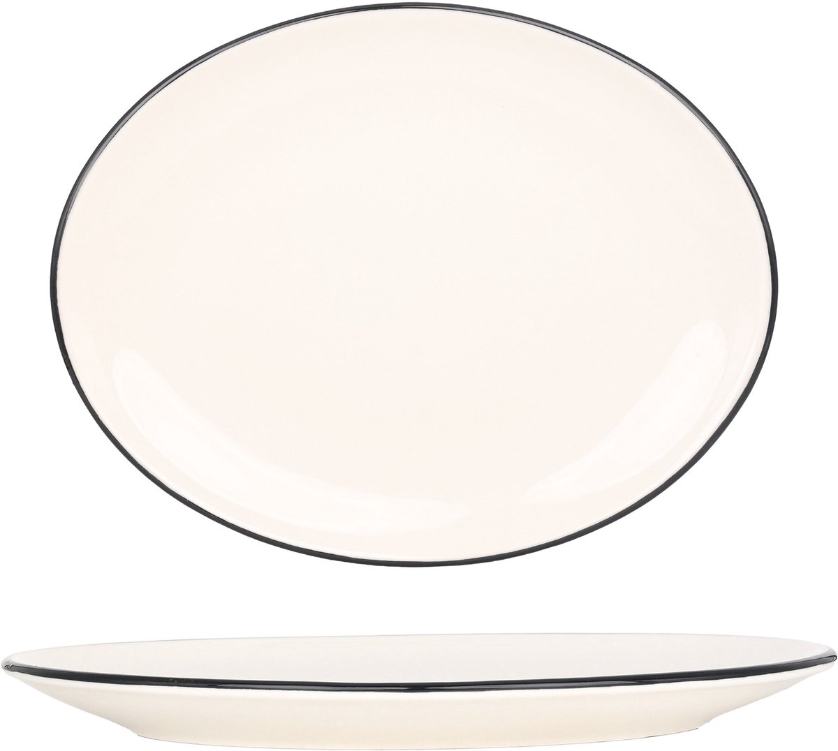 Bonna Serveerschaal - Linea Black - Porselein - 25 cm - set van 2