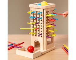 Montessori Houten Speelgoed 3-in-1 Stokspel – Educatief Spel voor Kleurherkenning – Cadeau 3 Jaar