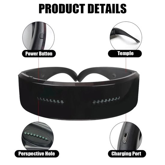 Led Bril Festival- Led Bril Party Programmeerbaar - Rave Bril Bluetooth - Eigen Foto’s - Muziekgevoelig - Halloween - 700 mAh — afbeelding 2