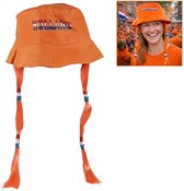 Holland Vissershoed met Vlechtjes (44 cm) – Oranje Supportershoed – Koningsdag/ EK/ WK – One Size