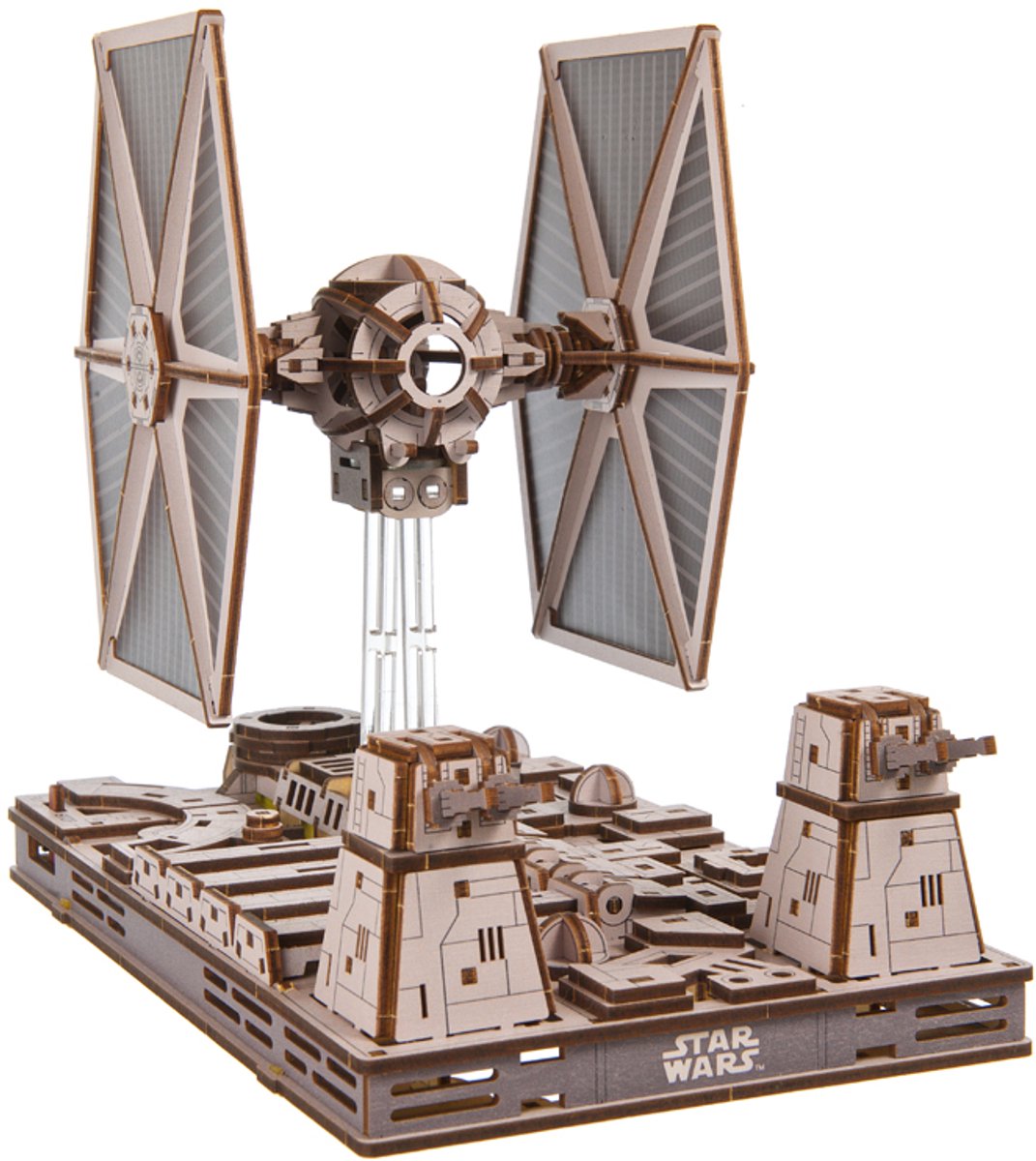 UGEARS 3D Modelbouw - Tie Fighter - Star Wars - Mechanisch Bouwpakket Hout - Educatief Speelgoed — afbeelding 2