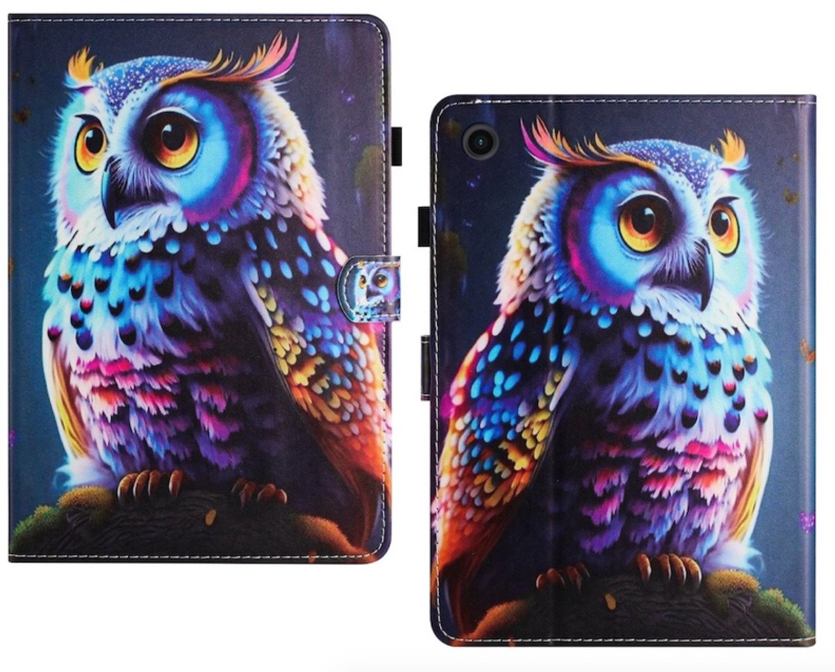 Luxe Bescherm-Etui Hoes Map geschikt voor Samsung Galaxy Tab A11 PLUS - A9 PLUS - 11" - "Uil"