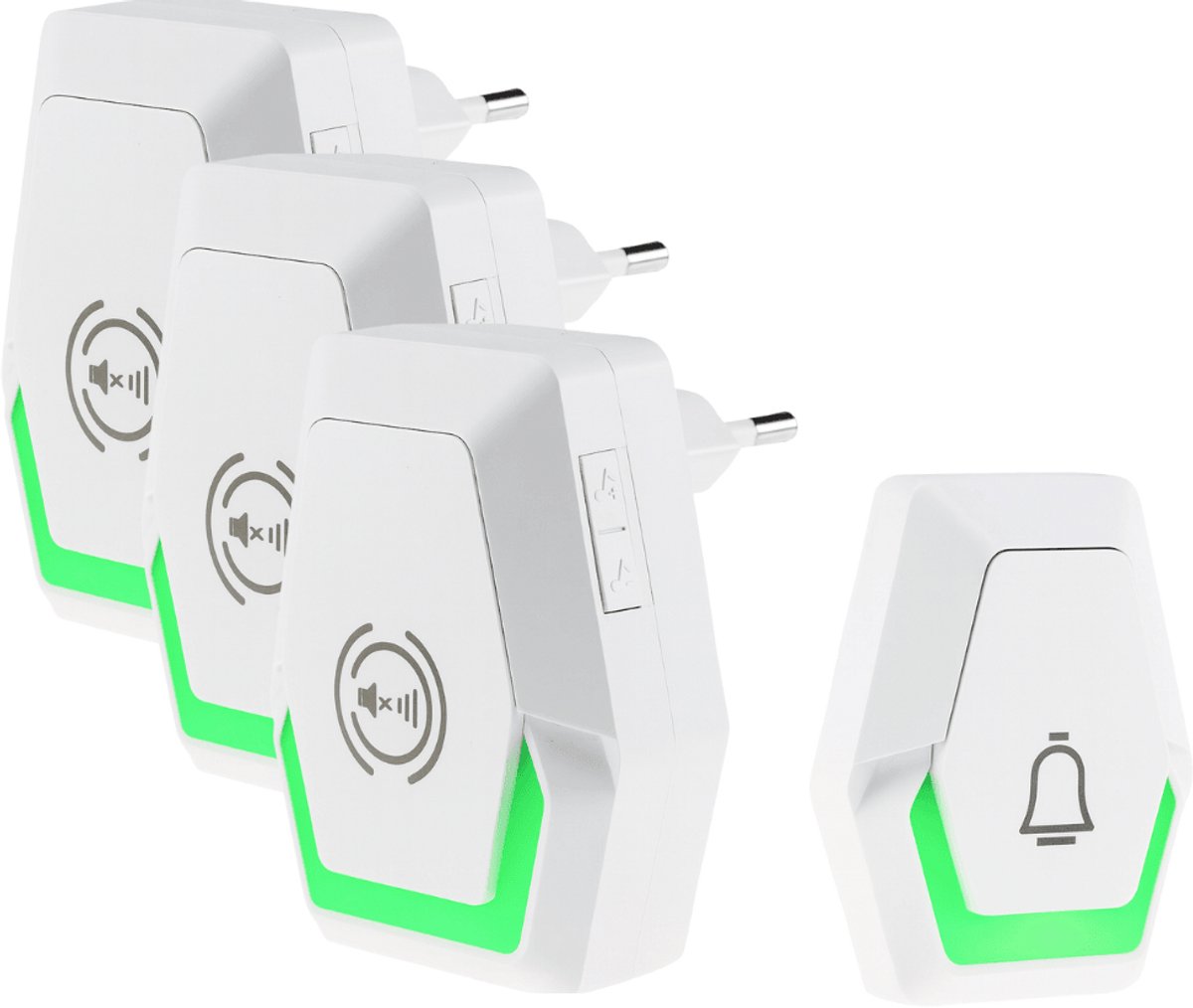 Pilota Porta draadloze deurbelset 400 m bereik met 3 plug-in ontvangers + flitslicht