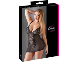 Cottelli Plus Size –  Nachtjurk met Perfecte Pasvorm voor Pure Verleiding – Maat 3XL – Zwart