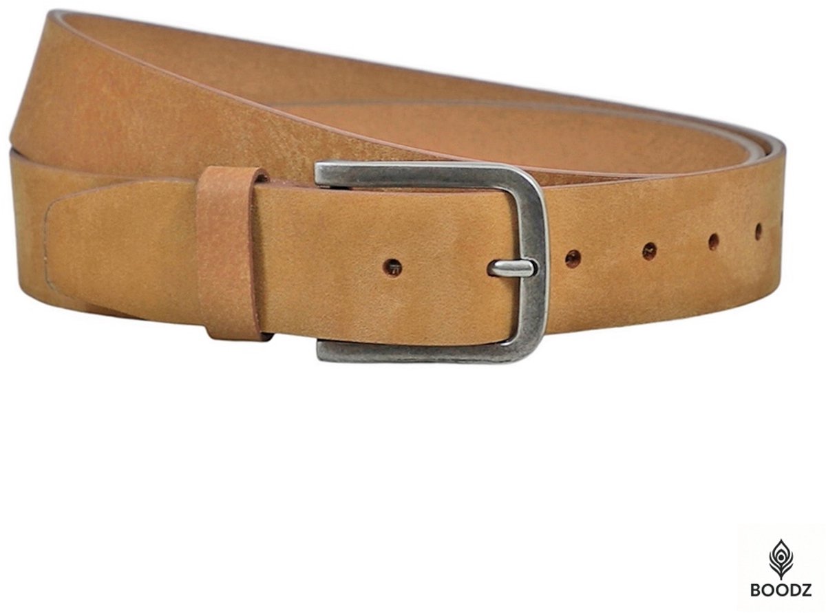 Boodz Leren Nubuck Riem 4 cm Cognac | Maat 105