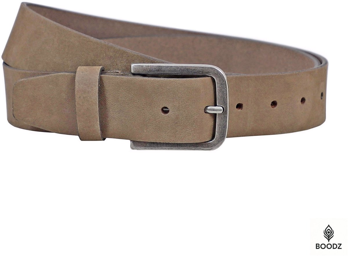 Boodz Leren Nubuck Riem 4 cm Taupe | Maat 95