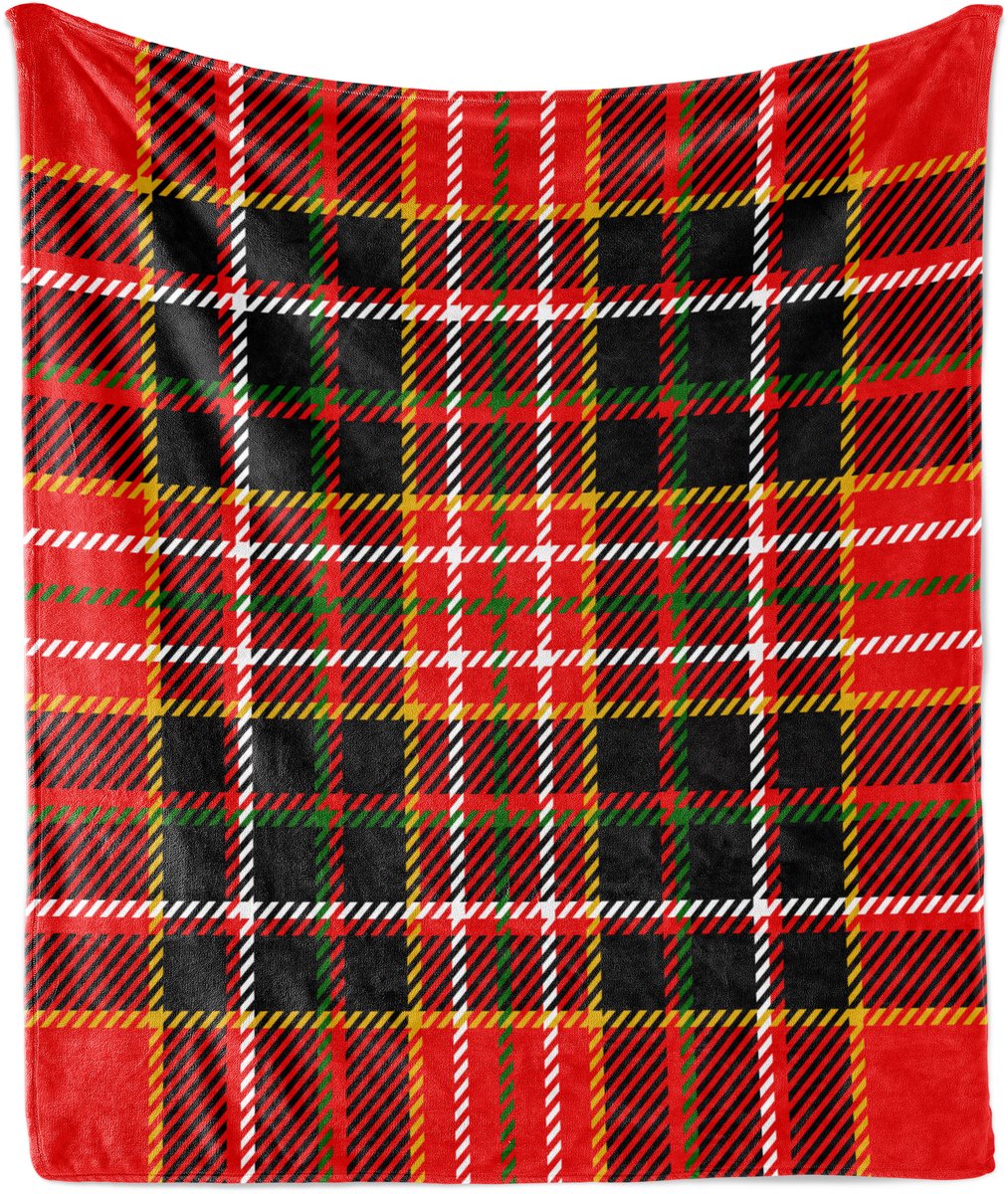 ABAKUHAUS Geruite Zachte Flanellen Fleece Deken, Tartan Stijl, Gezellige Pluche Plaid, 125 x 175 cm, Rood Meerkleurig