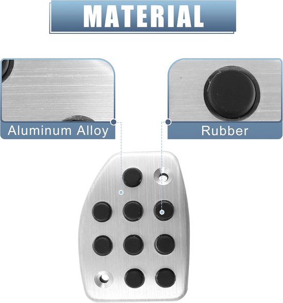 4 Delige Antislip Pedaal Cover Set voor Peugeot 207, 208, 307 - Aluminium & Rubber van Peugeot — afbeelding 3