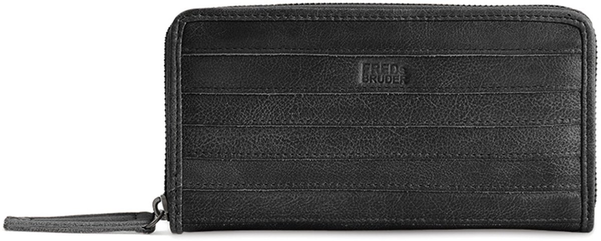 FREDsBRUDER Leren Portemonnee Wallet Gürteltier Big Black Zwart