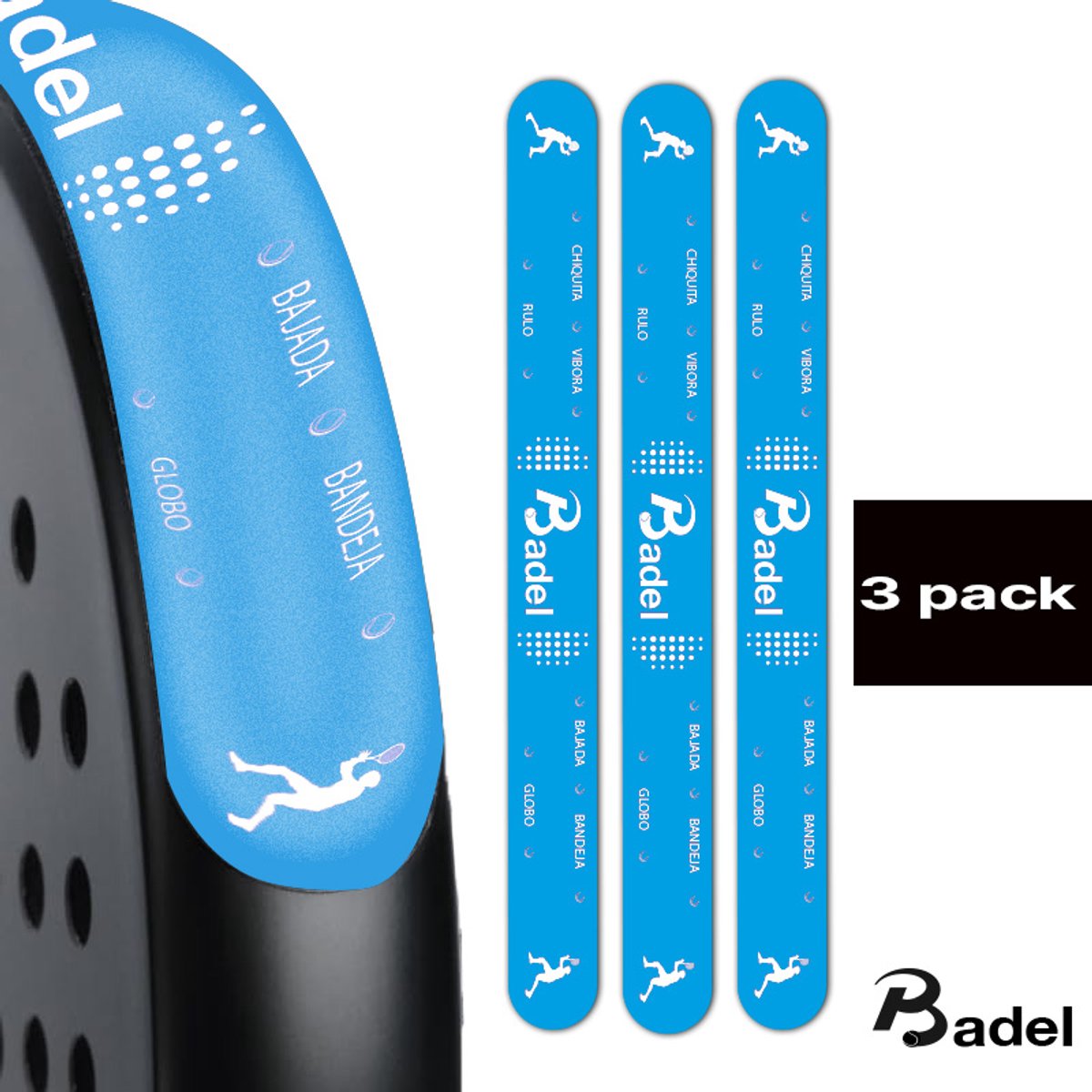 Badel® Padel Protector Sticker – 3 Stuks – Lichtgewicht Frame Bescherming – Geen Invloed op Balans