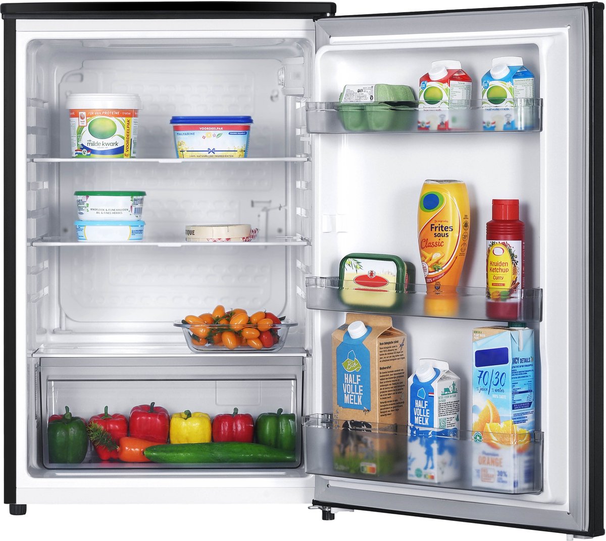 Tomado TLT5501B tafelmodel koelkast energiezuinig - 126 liter - Zonder vriesvak - 55 cm breed - Zeer stil: 35 dB - Led-verlichting - Energielabel C - Vrijstaand - Zwart — afbeelding 3