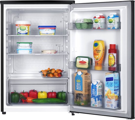 Tomado TLT5501B tafelmodel koelkast energiezuinig - 126 liter - Zonder vriesvak - 55 cm breed - Zeer stil: 35 dB - Led-verlichting - Energielabel C - Vrijstaand - Zwart