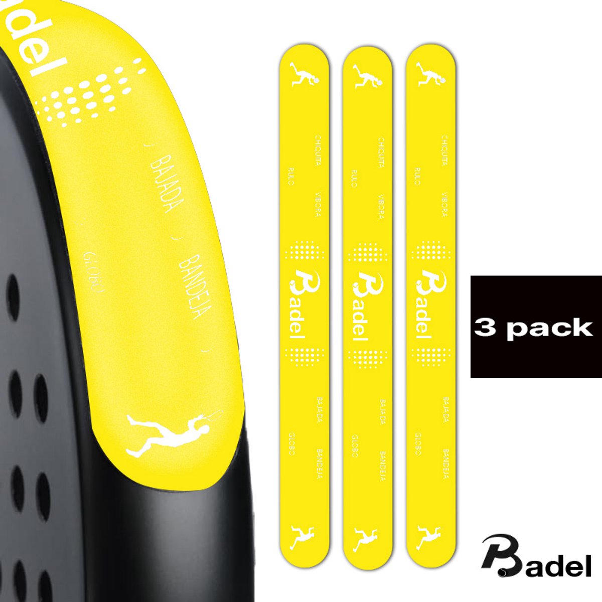 Badel® - Padel Protector Sticker – 3 Stuks – Lichtgewicht Frame Bescherming – Geen Invloed op Balans