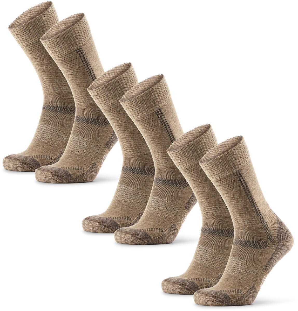 DANISH ENDURANCE Wandelsokken met Merino Wol Dames en Heren anti blaren & ademend 3 paar Beige