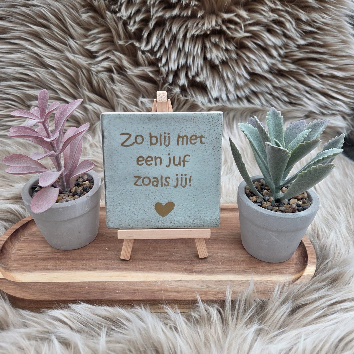 CreaCraft Robuust Wenstegeltje – Zo Blij met een Juf Zoals Jij – 10 X 10cm – Juffen bedankje – Einde schooljaar – Afscheid juf – Juf Cadeau – Trendy – Afscheid – Bedankje – Zomaar – Verjaardag – Decoratief Tegeltje met Standaard – Cadeau Idee Robuust mintgroen/Goud