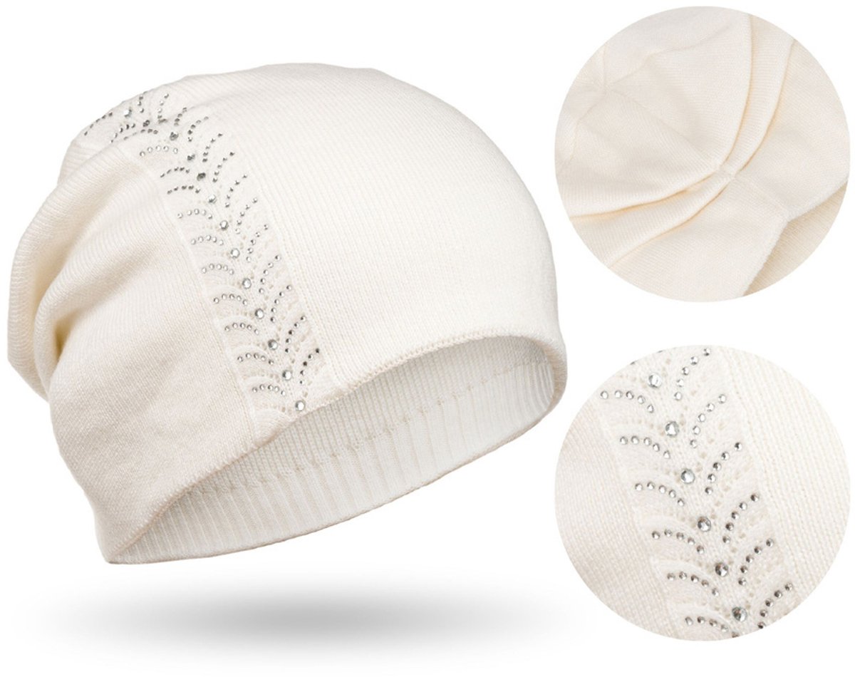 Peterson - Dames Wintermuts - Wit - Kristallen - Slouchy Fason