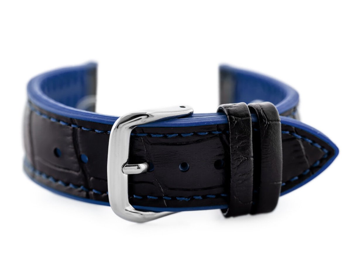 Pacific U18 Rubber Horlogeband - Zwart-Marineblauw - 20mm