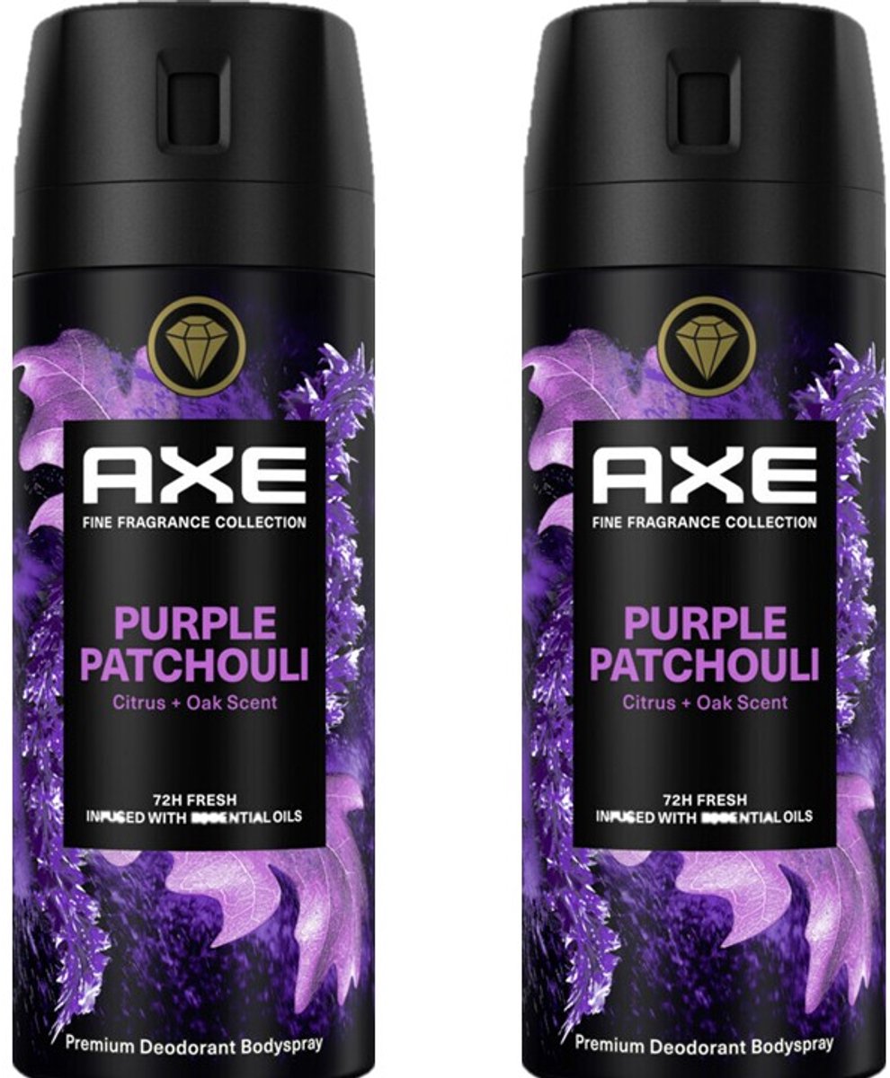 AXE Fine Fragrance Deo Spray - Purple Patchouli - 2 x 150 ml Voordeelverpakking