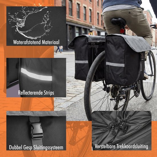 Dubbele Fietstassen 40 Liter - Dubbele Fietstas - Fietstas Achterdrager - Geschikt voor E-Bike - Zwart van Willex — afbeelding 5