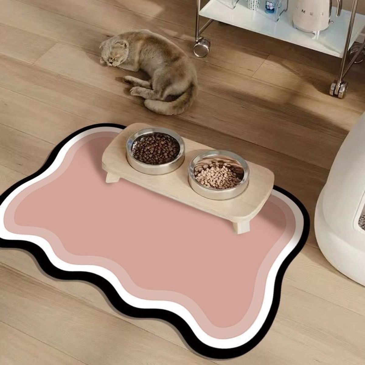 Voermatten voor katten en honden - vloermatten - spatwaterdichte en vlekbestendige voermatten - schattige dierenmatten met cartoonprint - eenvoudige en uniek gevormde vloermatten - gemakkelijk schoon te maken en antislip keukenmatten - 30*50cm