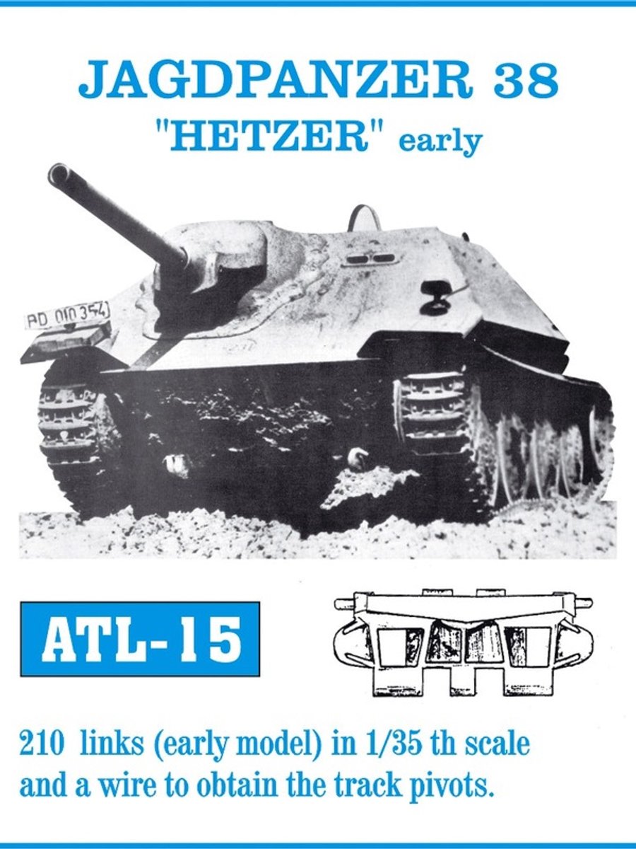 Friulmodel ATL-15 Jagdpanzer 38 “Hetzer” Early - Metalen Rupsbanden 1:35 – Witmetaal Track Set – Volledig Zelf Te Monteren